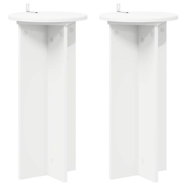Стойка за растения 2 pcs Бяло Ø29,5 x 60 см Инженерна дървесина