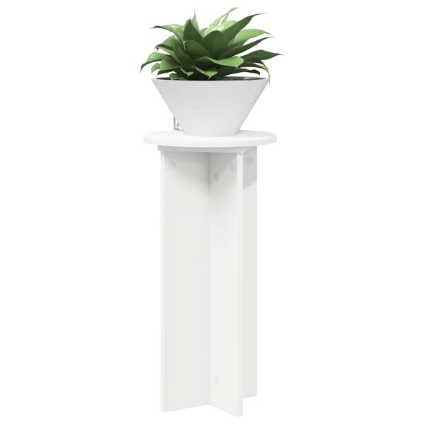 Стойка за растения 2 pcs Бяло Ø29,5 x 60 см Инженерна дървесина