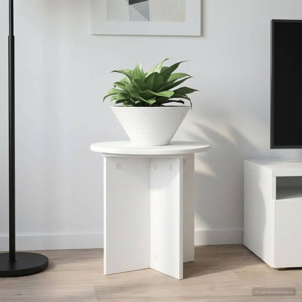 Стойка за растения 2 pcs Бяло Ø40 x 40 см Инженерна дървесина