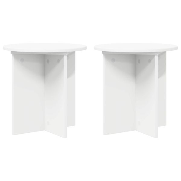 Стойка за растения 2 pcs Бяло Ø40 x 40 см Инженерна дървесина