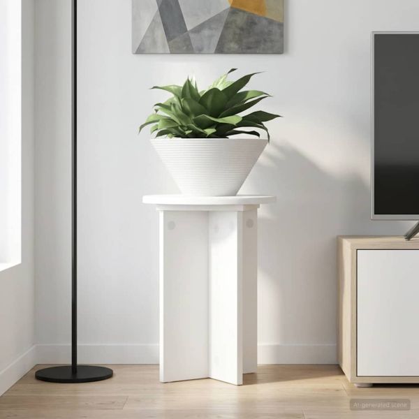 Стойка за растения 2 pcs Бяло Ø29,5 x 40 см Инженерна дървесина