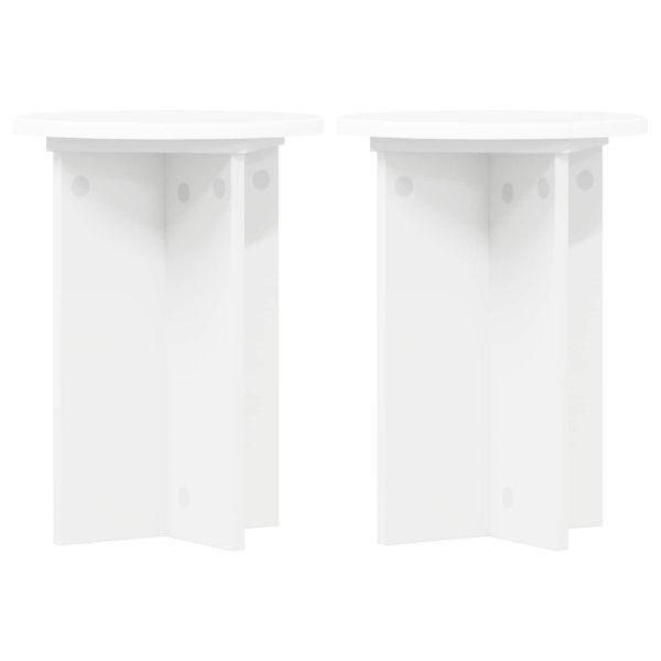 Стойка за растения 2 pcs Бяло Ø29,5 x 40 см Инженерна дървесина