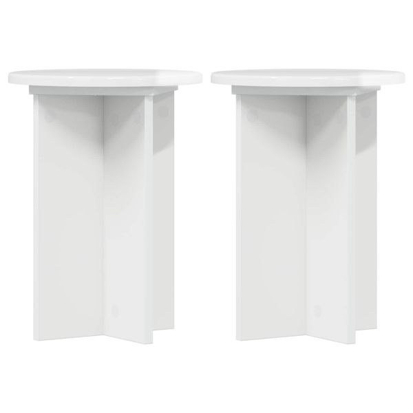 Стойка за растения 2 pcs Бял гланц Ø29,5 x 40 см