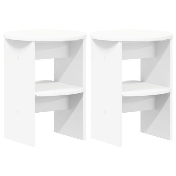Страничен шкаф 2 pcs Бял Ø40 x 50 см Инженерен дървен материал
