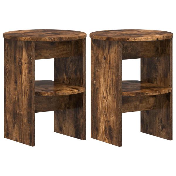 Страничен шкаф 2 pcs Пушена Дъб Ø40 x 50 см