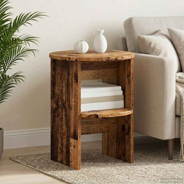 Страничен шкаф 2 pcs Старо дърво Ø40 x 50 см
