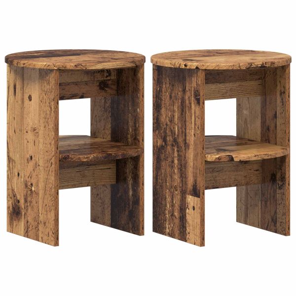 Страничен шкаф 2 pcs Старо дърво Ø40 x 50 см