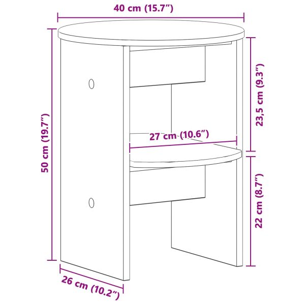 Страничен шкаф 2 pcs Артизан Дъб Ø40 x 50 см