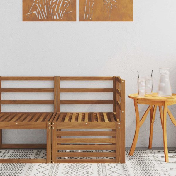 Външен ъглов диван Солидно акациево дърво Естествен