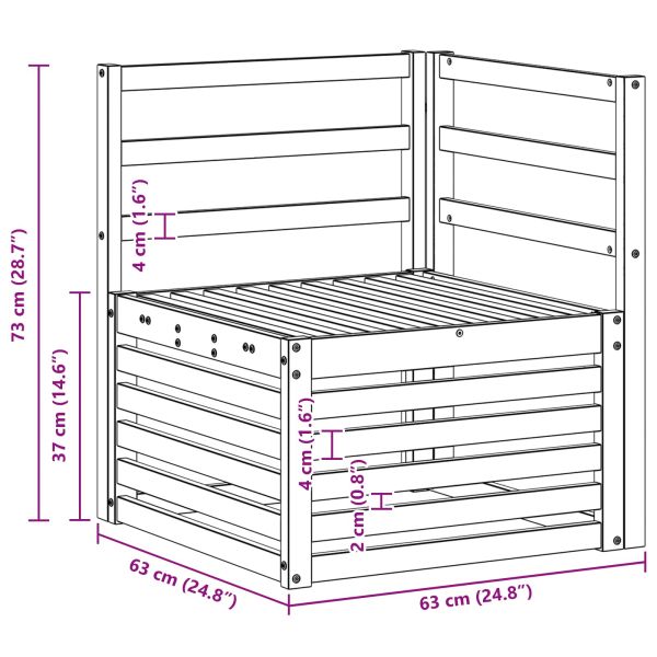 Външен ъглов диван Солидно акациево дърво Естествен