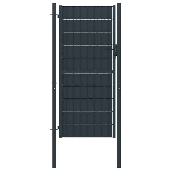 Оградна порта PVC и стомана 100x164 см, антрацит