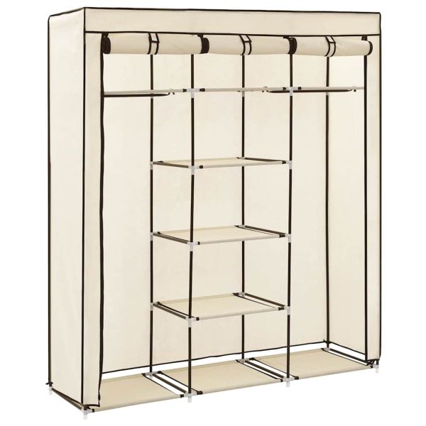 Гардероб с отделения и лостове, кремав, 150x45x175 см, плат