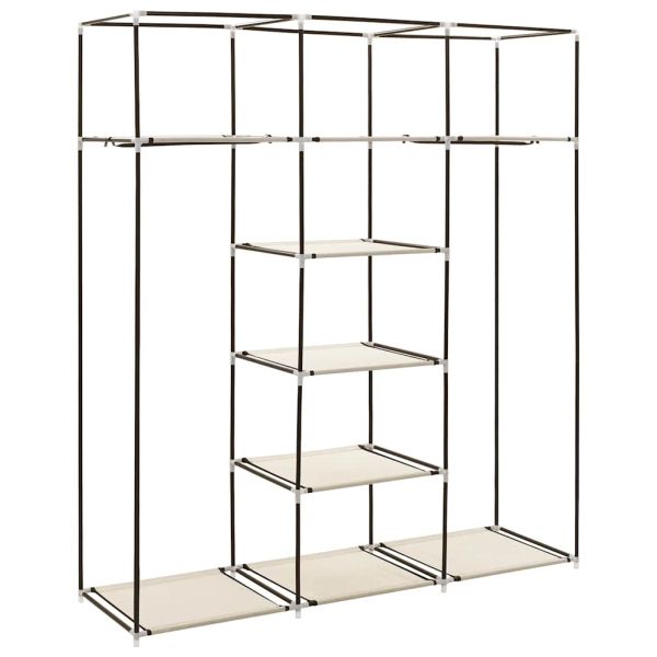 Гардероб с отделения и лостове, кремав, 150x45x175 см, плат