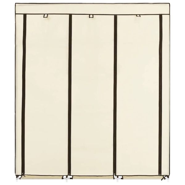 Гардероб с отделения и лостове, кремав, 150x45x175 см, плат