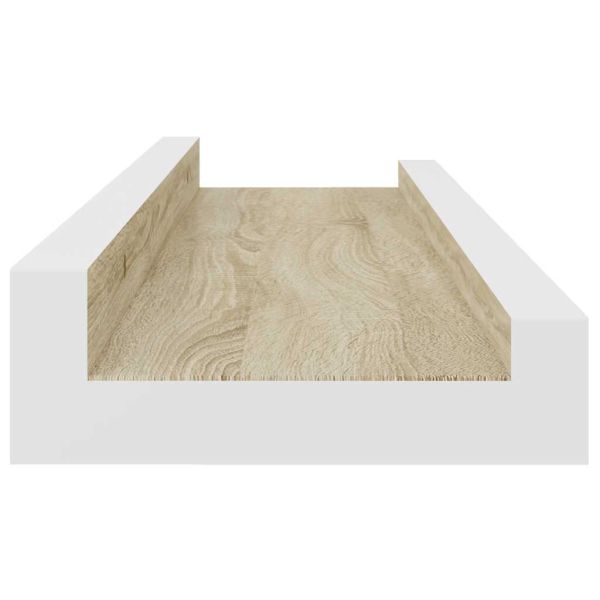 Стенни рафтове, 4 бр, бяло и сонома дъб, 40x9x3 см