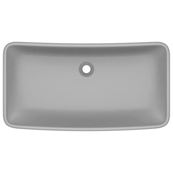 Луксозна правоъгълна мивка матово светлосива 71x38 см керамика