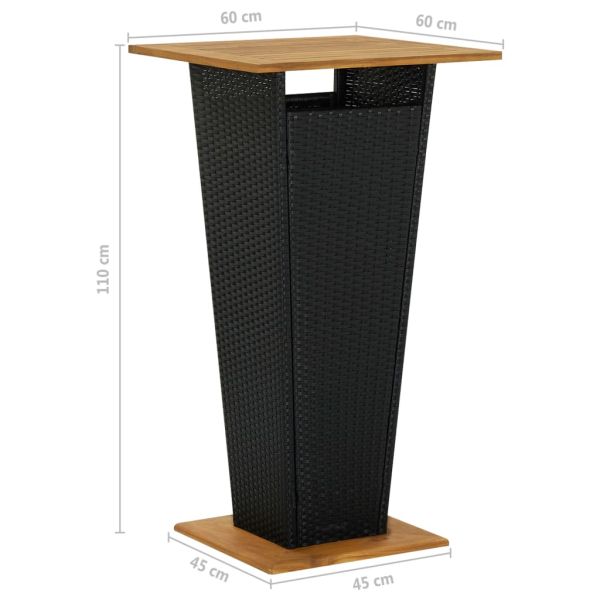 Градински бар комплект с възглавници, 3 части, черен полиратан