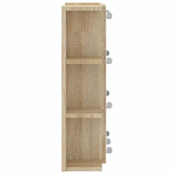 Огледален шкаф с LED, дъб сонома, 70x16,5x60 см