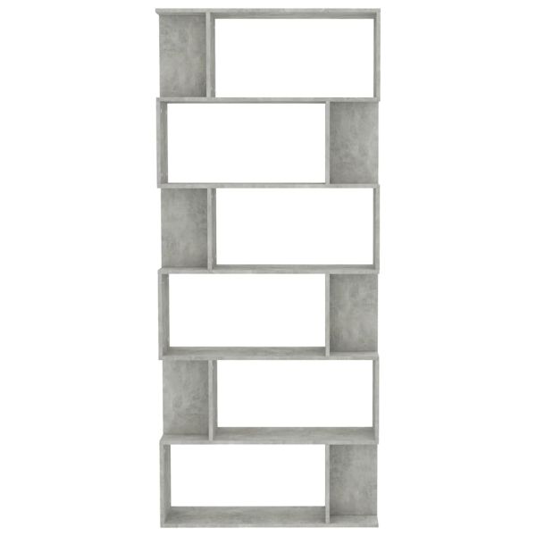 Разделител за стая, бетонно сив, 80x24x192 см, инженерно дърво