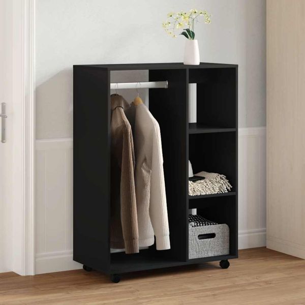 Гардероб, черен, 80x40x110 см, инженерно дърво