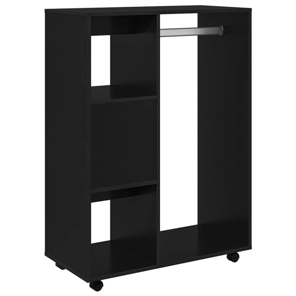 Гардероб, черен, 80x40x110 см, инженерно дърво