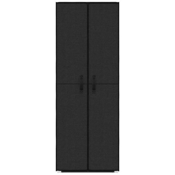 Шкаф за обувки, черен, 60x30x166 см, плат