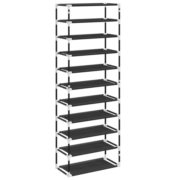 Шкаф за обувки, черен, 60x30x166 см, плат