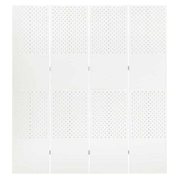 4-панелни паравани за стая, 2 бр, бели, 160x180 см, стомана