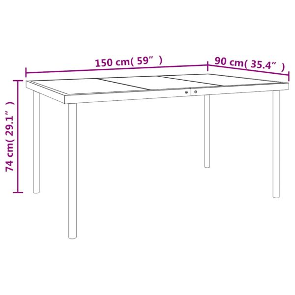 Градински трапезен комплект 7 части черен стомана и текстилен