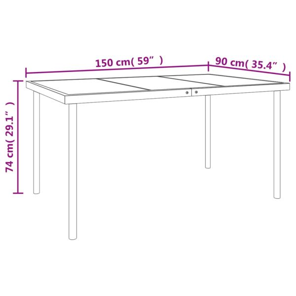 Градински трапезен комплект 7 части черен стомана и текстилен