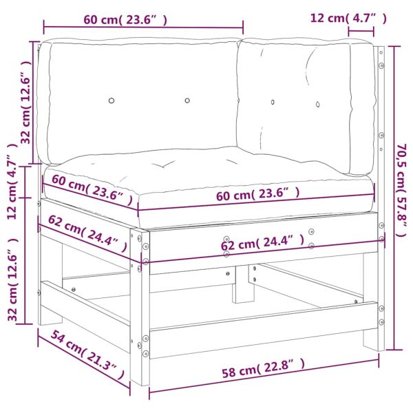 Ъглов диван с възглавници, дугласко дърво масив