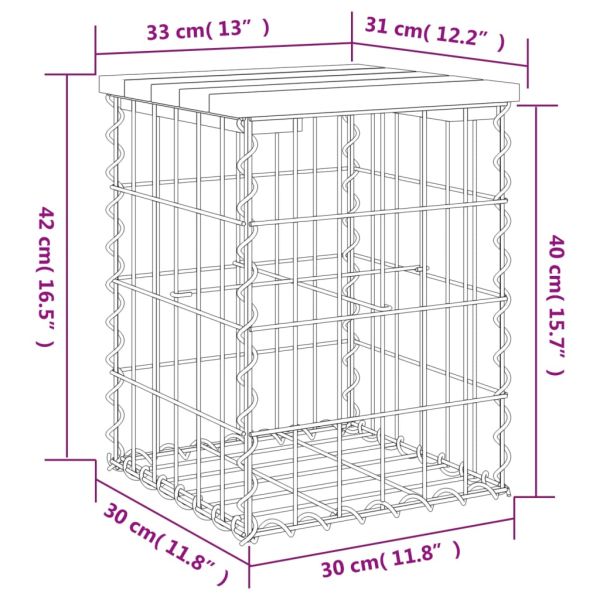 Градинска пейка дизайн габион 33x31x42 см дугласко дърво масив