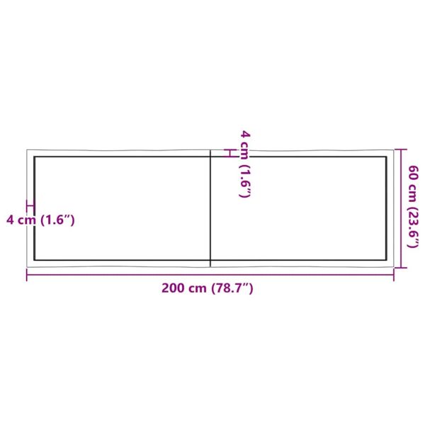 Плот за маса светлокафяв 200x60x(2-4) см обработен масивен дъб