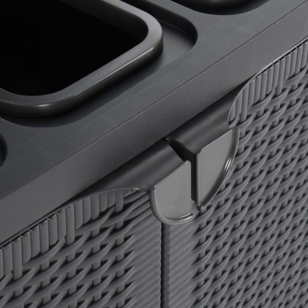 Кош за боклук с 2 врати, черен, 65x45x88 см, PP