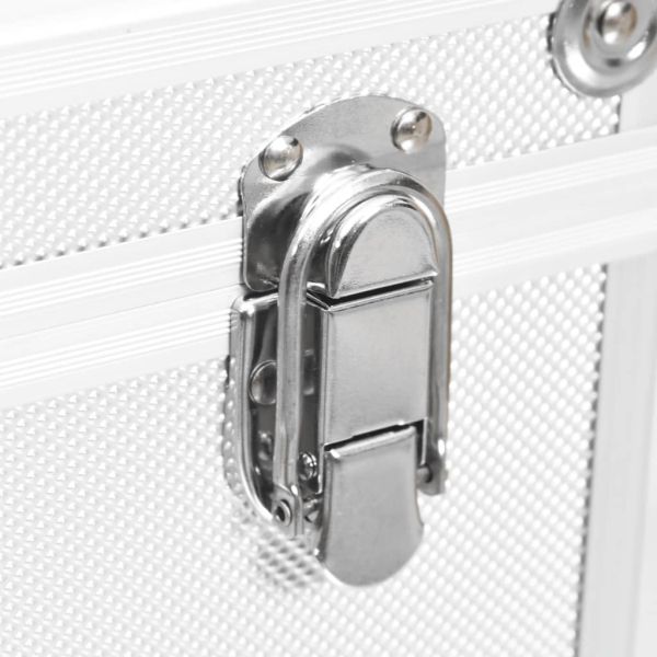 Куфар за гримове, 37x24x40 см, сребрист, алуминий