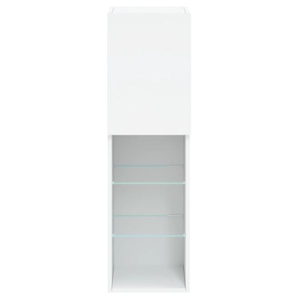ТВ шкафове с LED осветление 2 бр бели 30,5x30x102 см