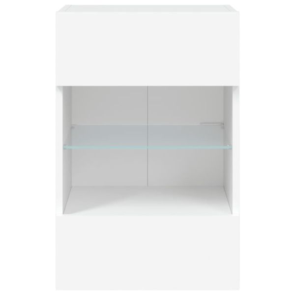 Стенен ТВ шкаф с LED осветление, бял, 40x30x60,5 см