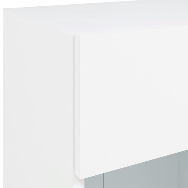 Стенен ТВ шкаф с LED осветление, бял, 40x30x60,5 см