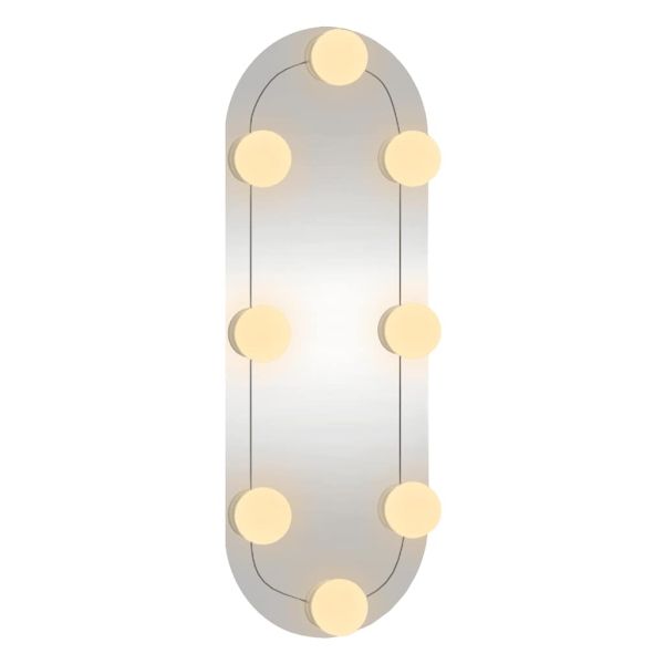 Стенно огледало с LED лампи 15x40 см стъкло овално