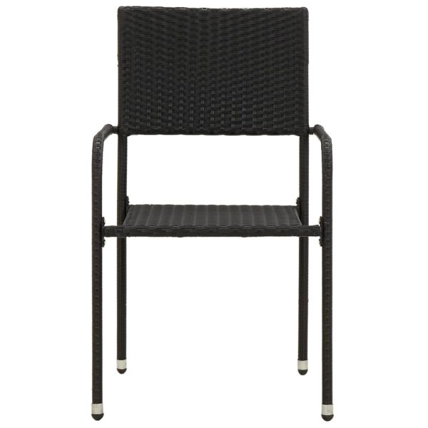 Градински трапезен комплект, 5 части, полиратан, черен