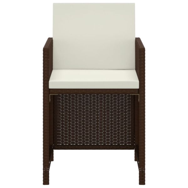 Градински комплект с възглавници, 3 части, полиратан, кафяв