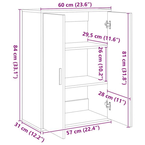 Бюфет бетонно сив 60x31x84 см инженерно дърво