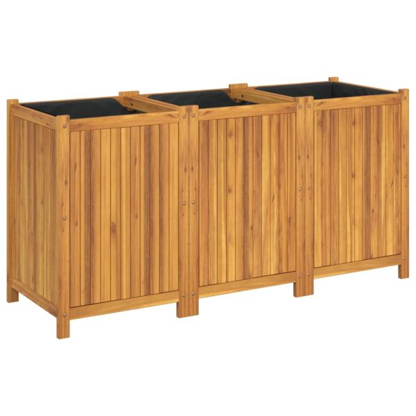 Градинска кашпа с вложка 150x50x75 см масивна акация