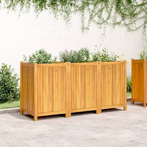 Градинска кашпа с вложка 150x50x75 см масивна акация