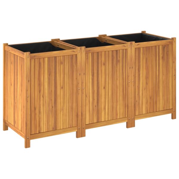Градинска кашпа с вложка 150x50x75 см масивна акация