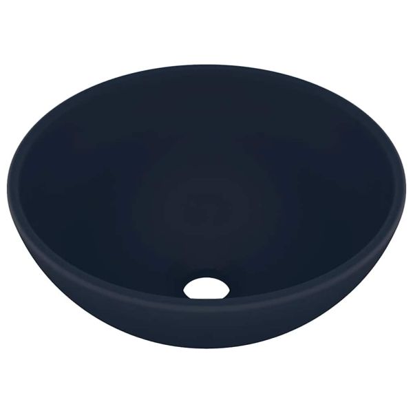 Мивка за баня лукс кръгла тъмносин мат 32,5x14 см керамика