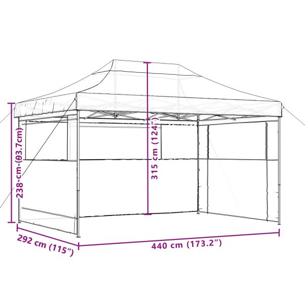 Сгъваема парти шатра pop-up с 3 странични стени таупе