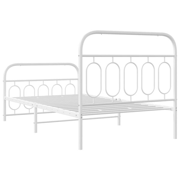 Метална рамка за легло с горна и долна табла, бяла, 100x200 см