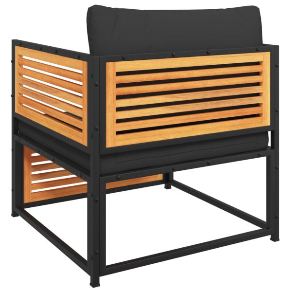 Градински стол с възглавници, акациево дърво масив