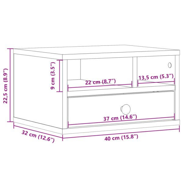 Стойка за принтер, кафяв дъб, 40x32x22,5 см, инженерно дърво
